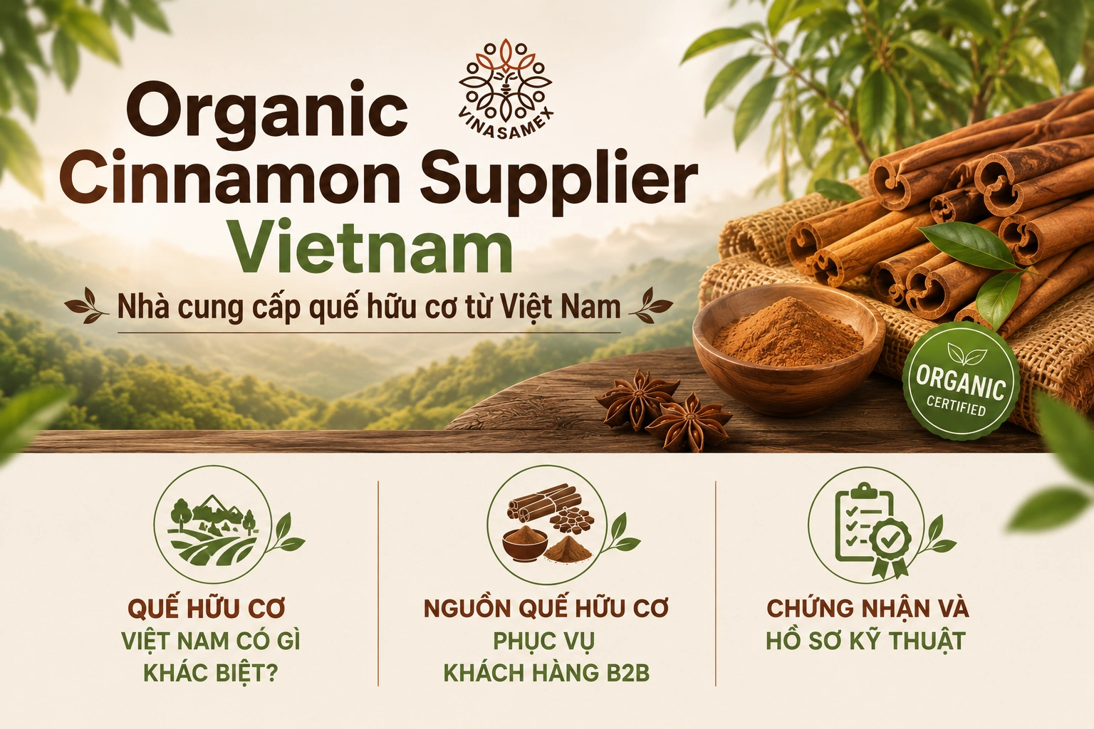 Organic Cinnamon Supplier Vietnam - Nhà cung cấp quế hữu cơ từ Việt Nam