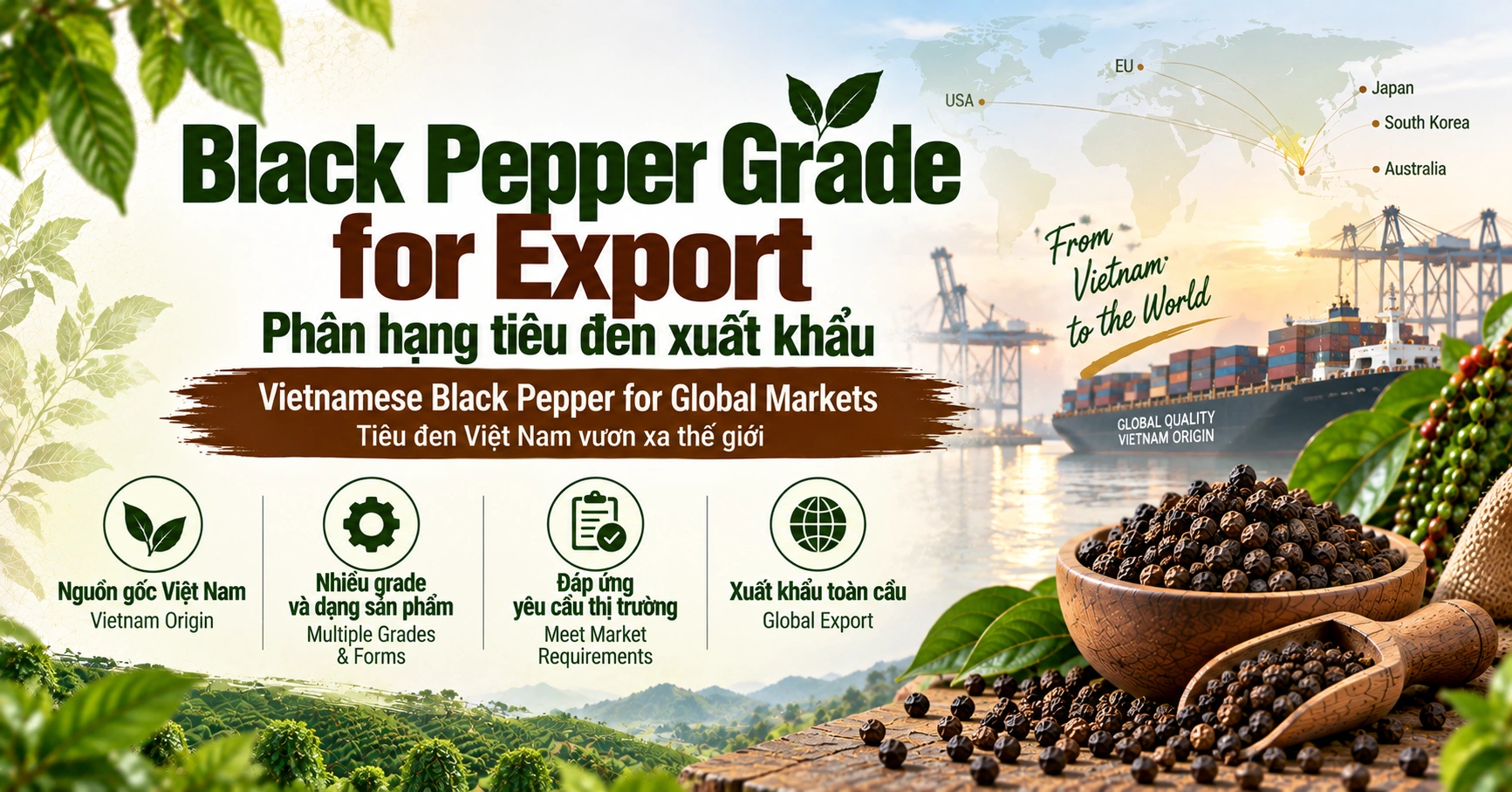 Black Pepper Grade for Export - Phân hạng tiêu đen xuất khẩu