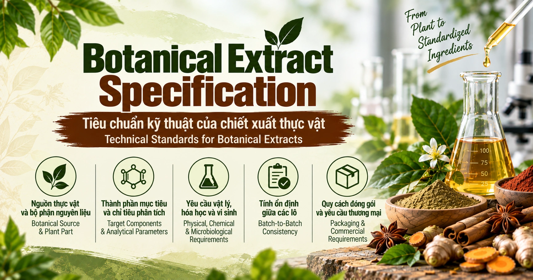 Botanical Extract Specification - Tiêu chuẩn kỹ thuật của chiết xuất thực vật