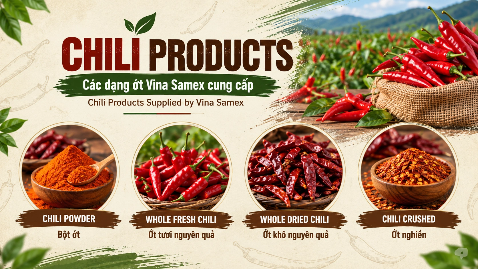 Chili Products - Các dạng ớt Vina Samex cung cấp
