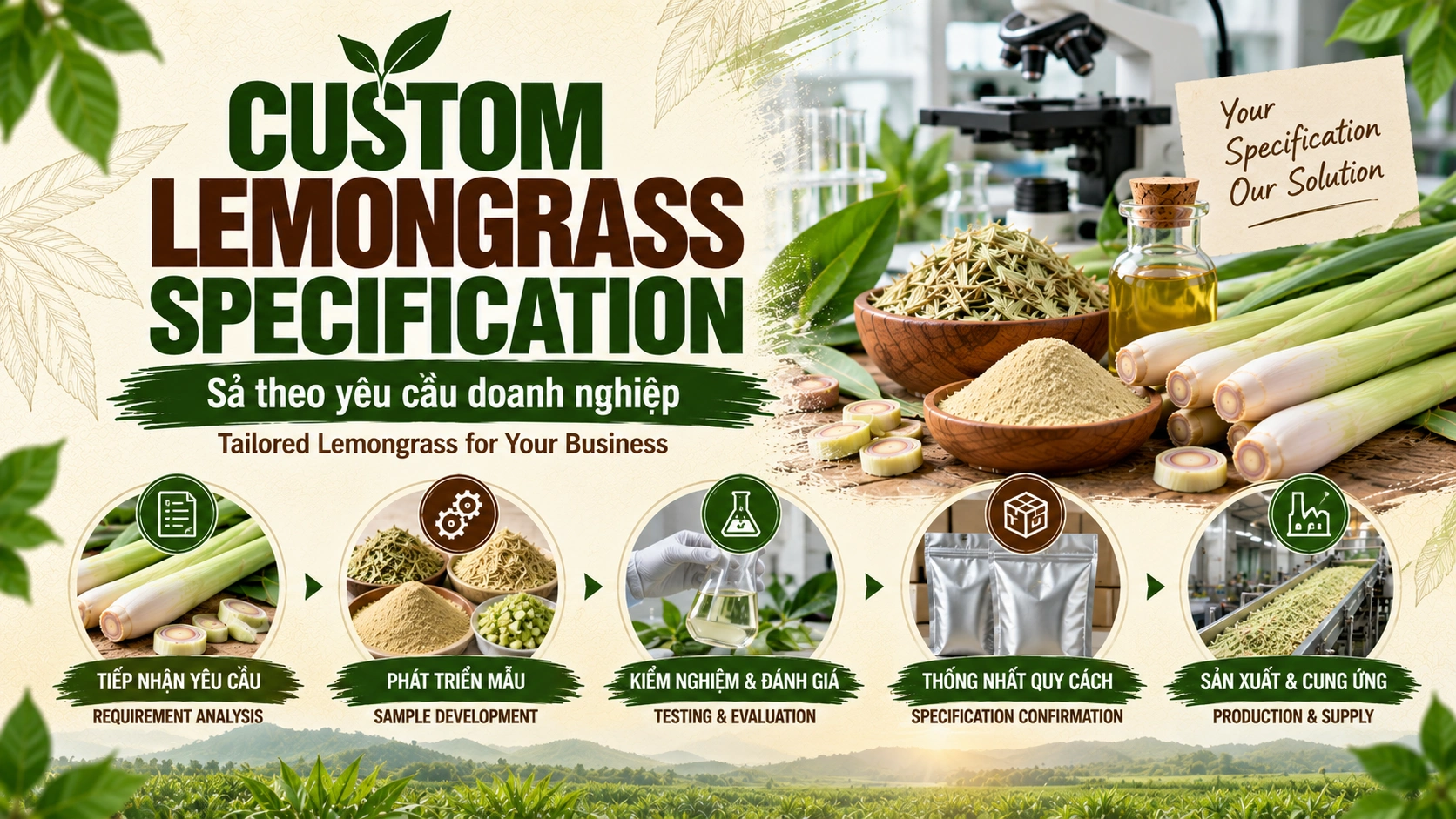 Custom Lemongrass Specification - Sả theo yêu cầu doanh nghiệp