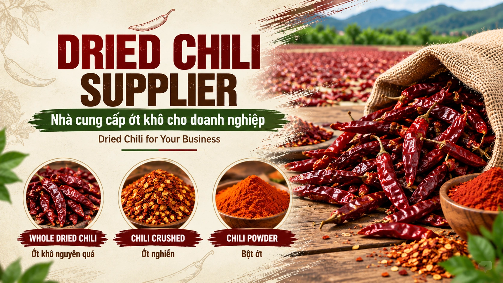 Dried Chili Supplier - Nhà cung cấp ớt khô cho doanh nghiệp