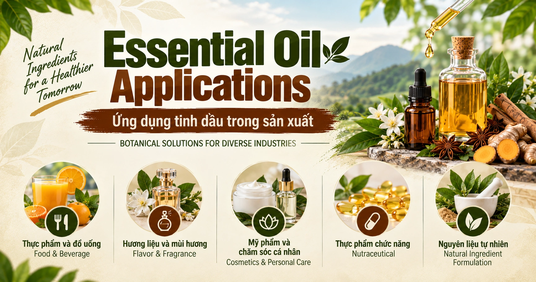 Essential Oil Applications - Ứng dụng tinh dầu trong sản xuất