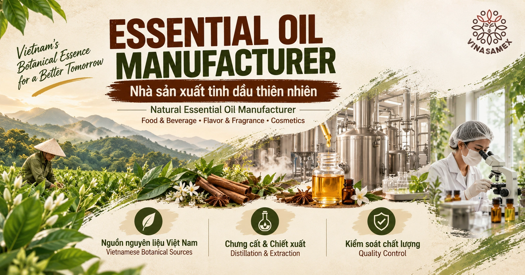 Essential Oil Manufacturer in Vietnam - Nhà sản xuất tinh dầu thiên nhiên cho ngành thực phẩm, mỹ phẩm và hương liệu