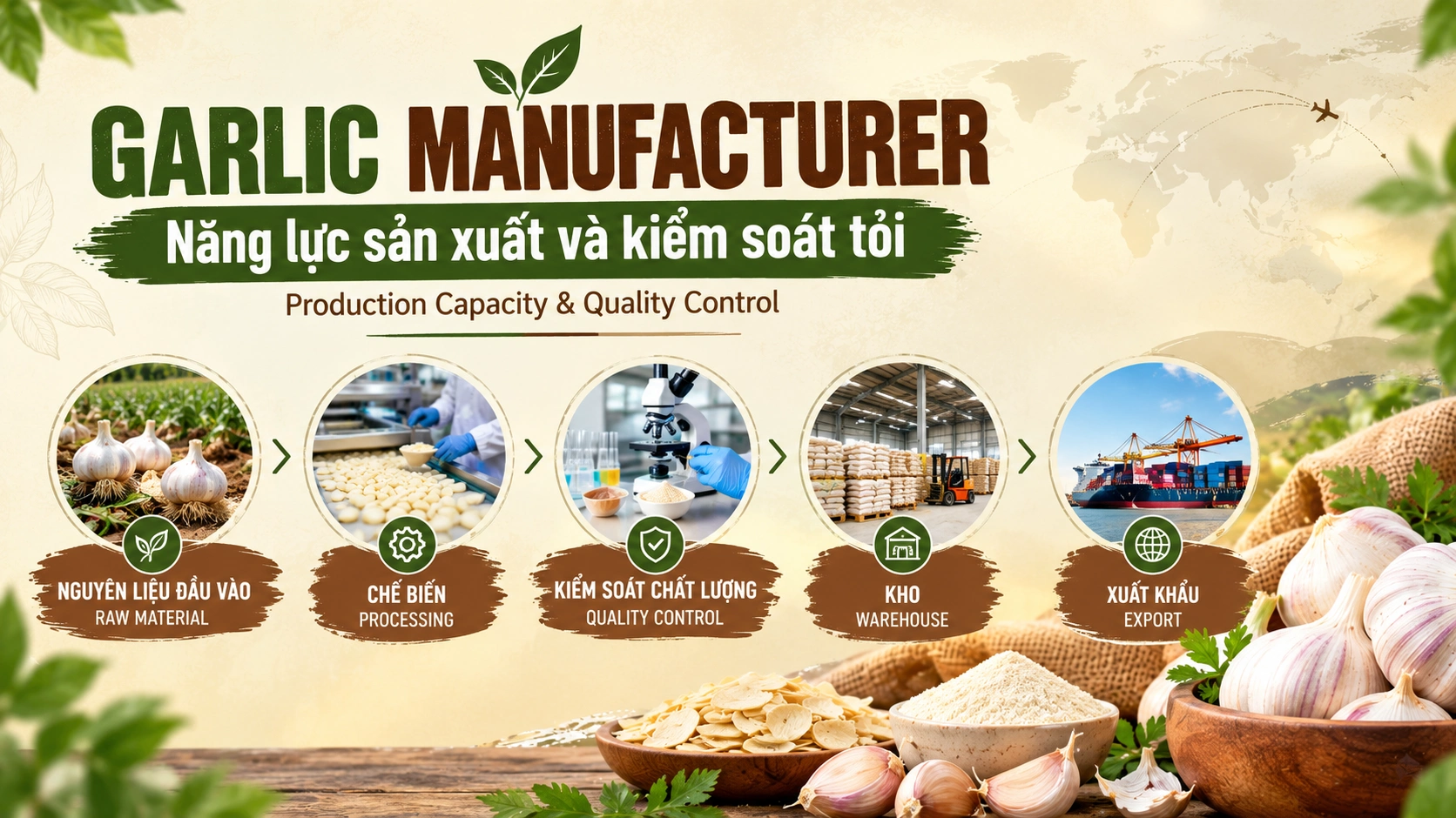 Garlic Manufacturer - Năng lực sản xuất và kiểm soát tỏi