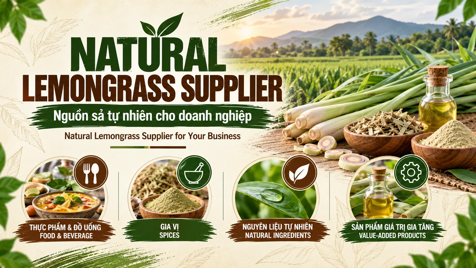 Natural Lemongrass Supplier - Nguồn sả tự nhiên cho doanh nghiệp