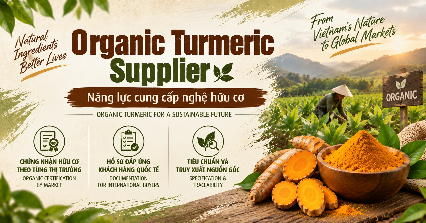 Organic Turmeric Supplier - Năng lực cung cấp nghệ hữu cơ