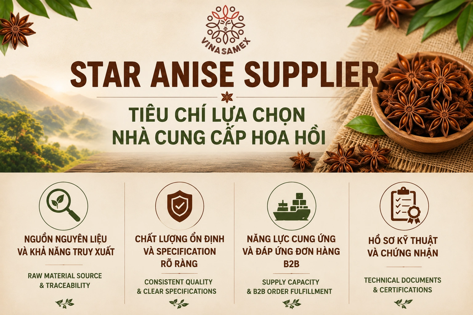 Star Anise Supplier - Tiêu chí lựa chọn nhà cung cấp hoa hồi