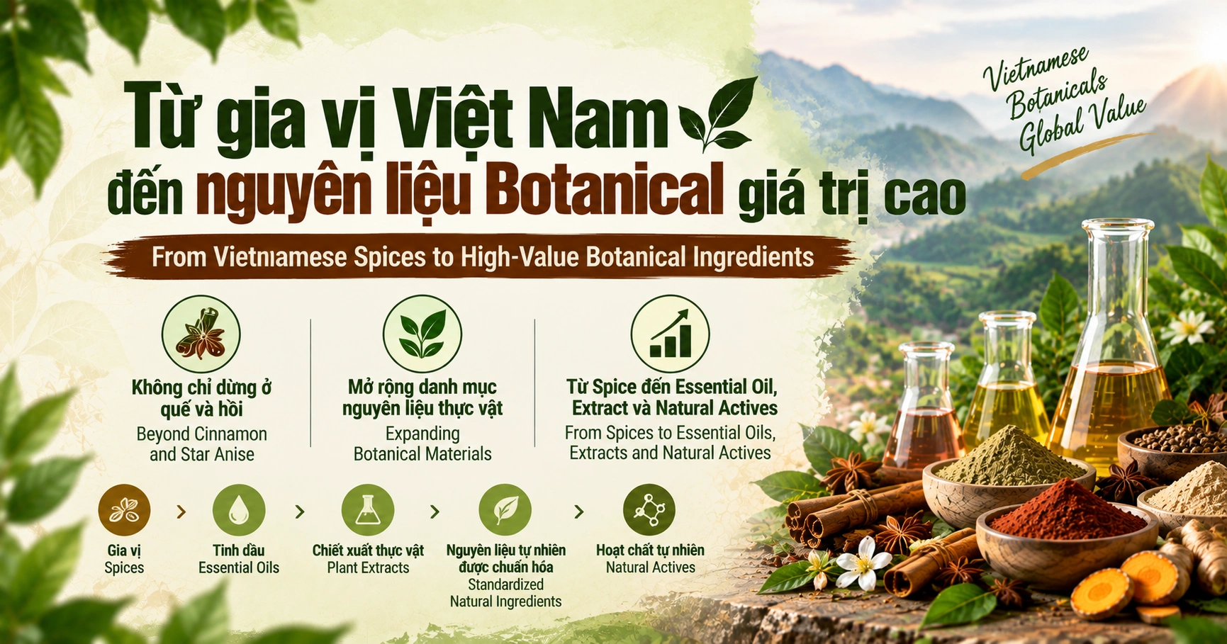 Từ gia vị Việt Nam đến nguyên liệu Botanical giá trị cao