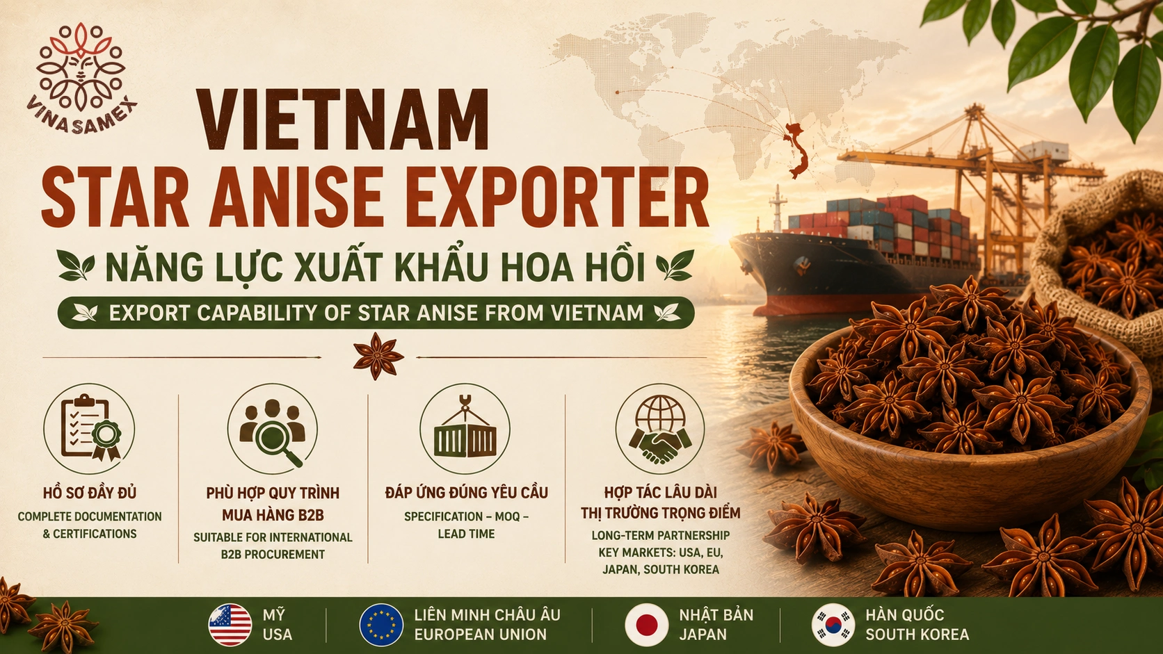 Vietnam Star Anise Exporter - Năng lực xuất khẩu hoa hồi