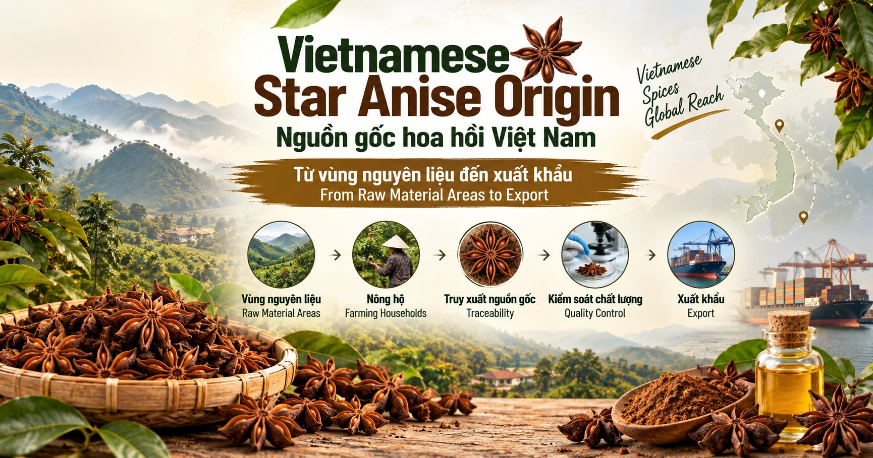 Vietnamese Star Anise Origin (Nguồn gốc hoa hồi Việt Nam) - Từ vùng nguyên liệu đến xuất khẩu
