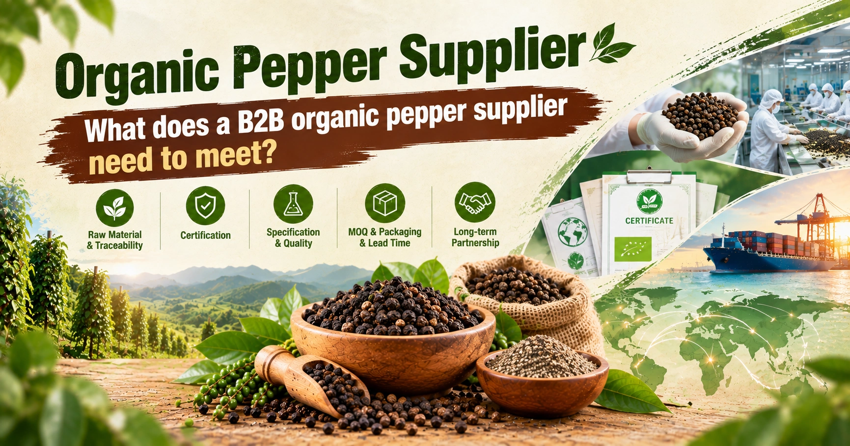 Organic Pepper Supplier - Một nhà cung cấp tiêu hữu cơ B2B cần đáp ứng gì